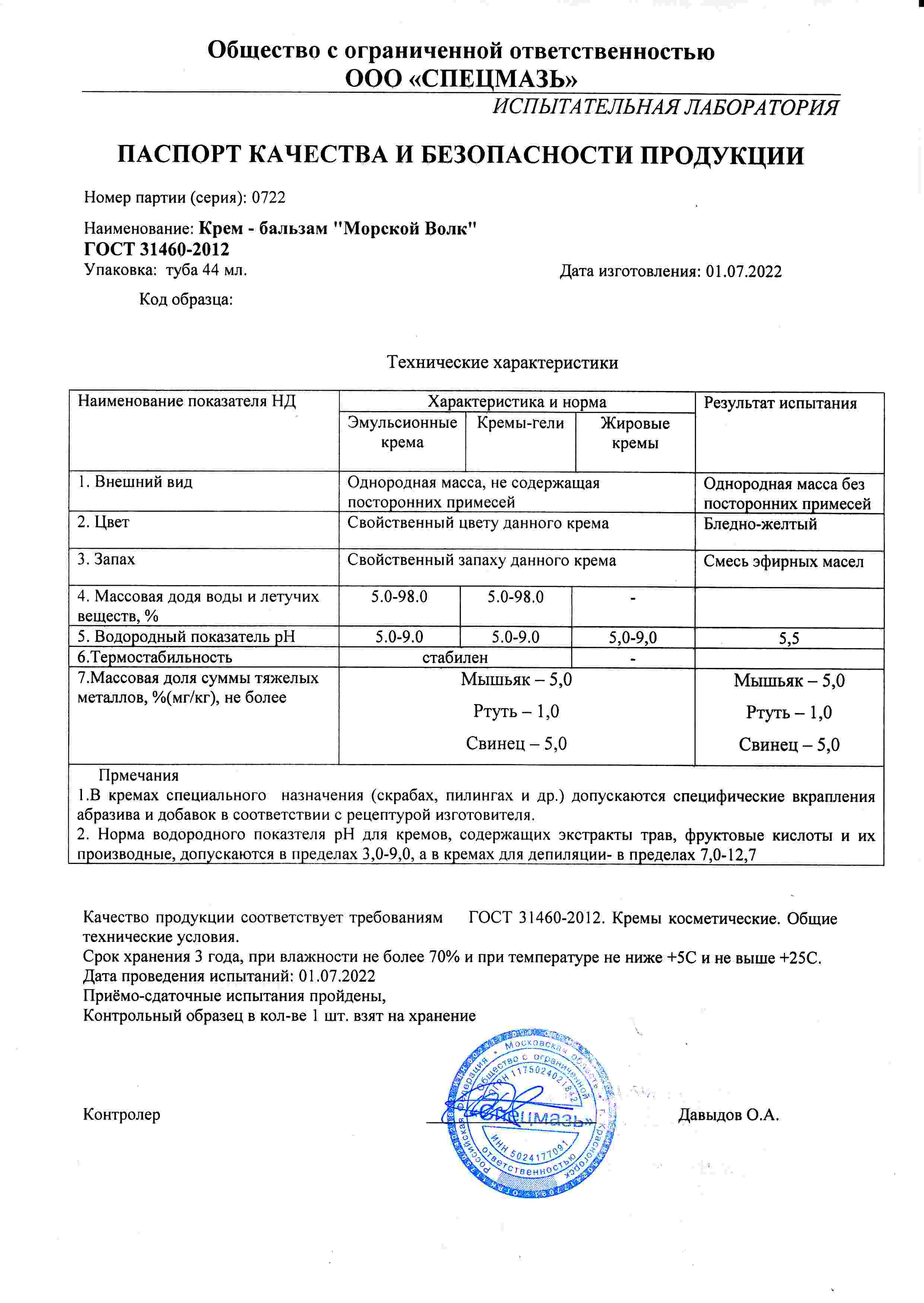 Паспорт №072022